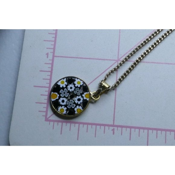 Signed AMV Italian Art Glass Flower Sterling Silver Pendant Necklace - Picture 2 of 8